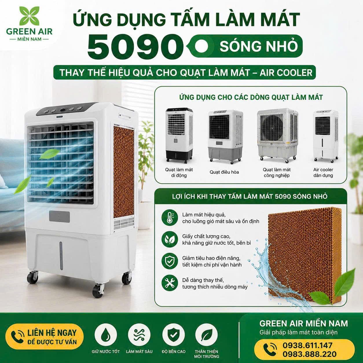 TẤM LÀM MÁT 5090 size 1500x600x150mm CHO MÁY LÀM MÁT AIR COOLER